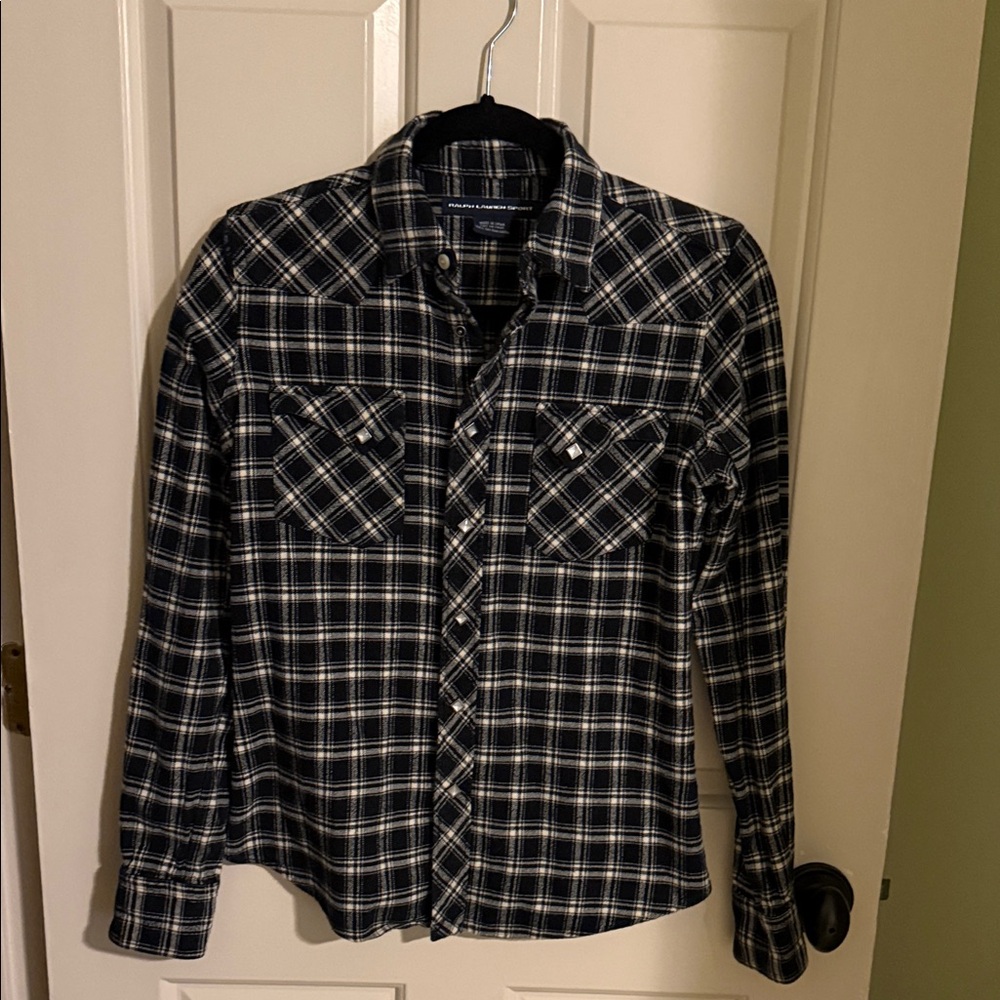 Ralph Lauren Black and White Checkered Button Down Shirt
